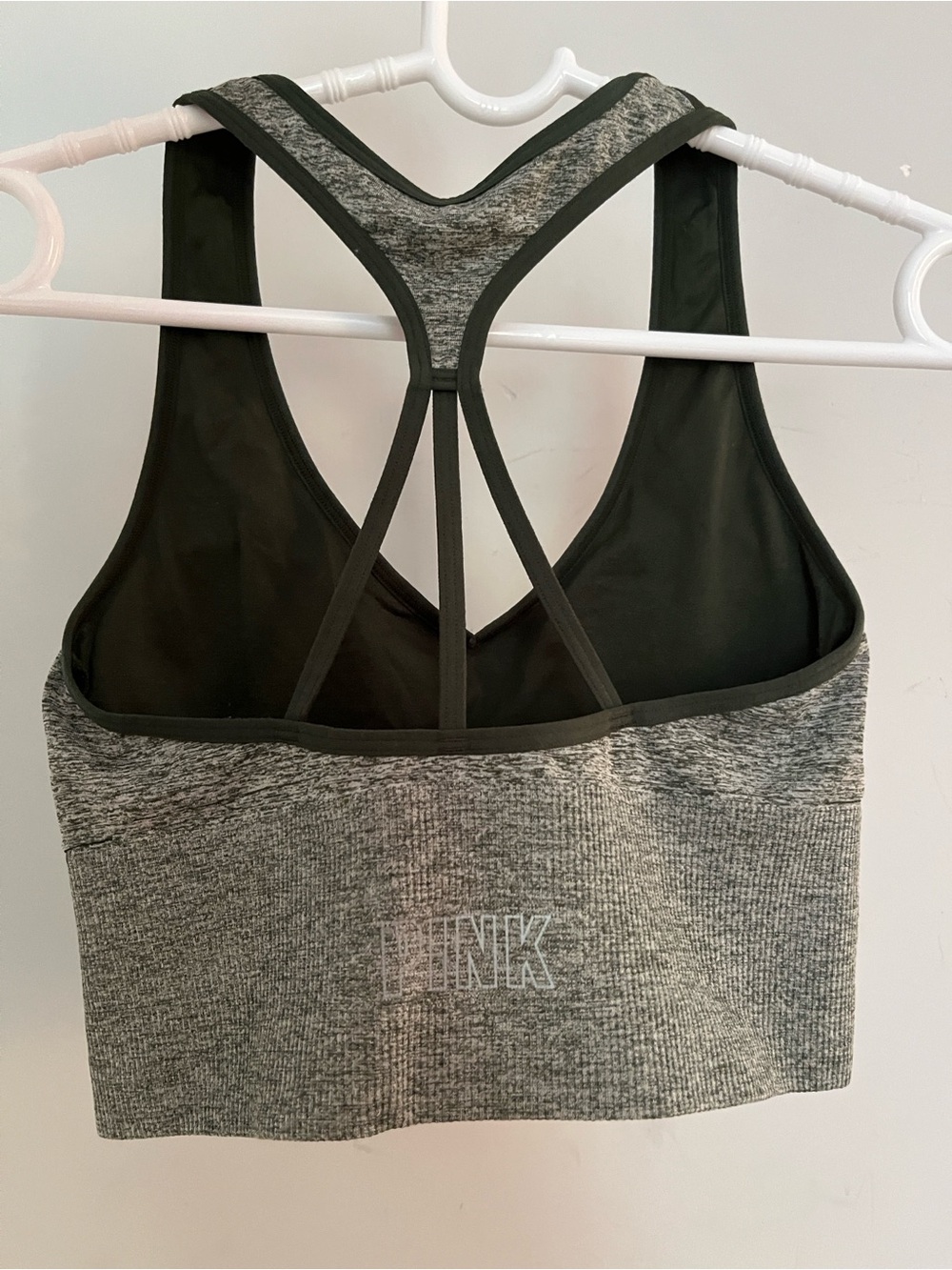 Victoria's Secret Gray Heather Racerback Sports Bra with Strappy Back